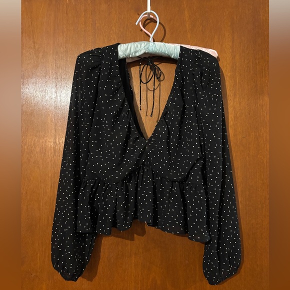 Zara Tops - Zara Black and White Polka Dot Blouse
